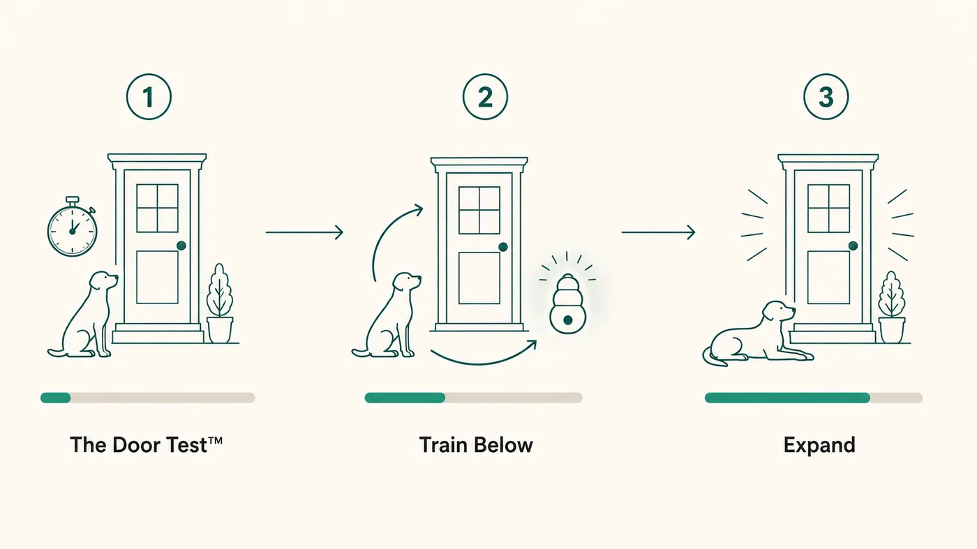 The Door Test Method — three steps: Door Test, Train Below, Expand